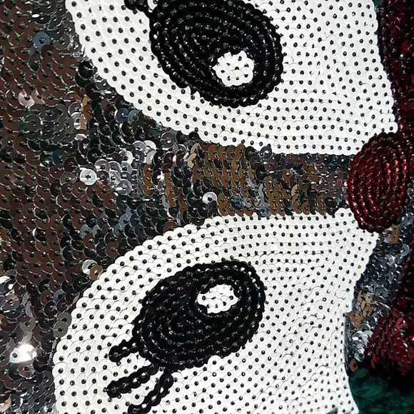 Kitty Cat Kitten Green Sequin Sweater Size Small 4-6 Soft Fuzzy Warm - Picture 5 of 5